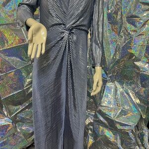 Elegant Silver Long-Sleeve Dress